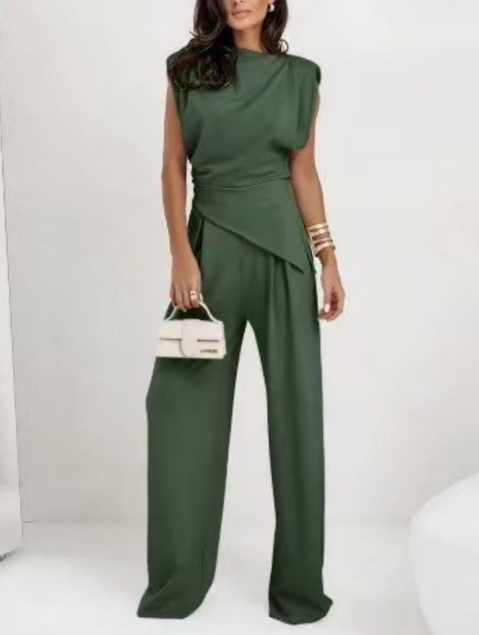 Unregelmäßiges Top & Weite Hose Set