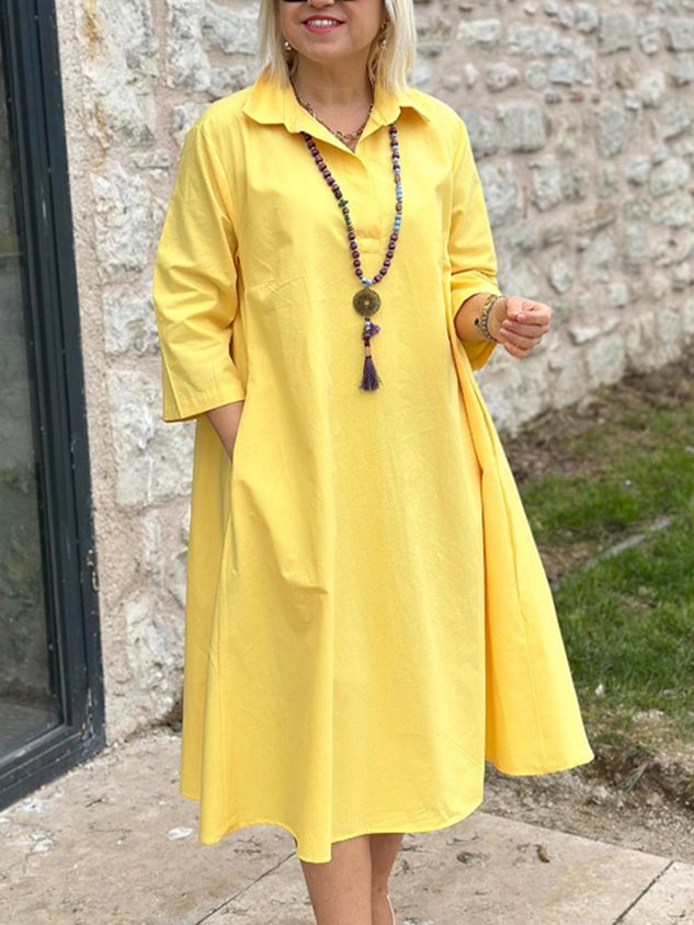 Legeres Maxikleid mit Hemdkragen