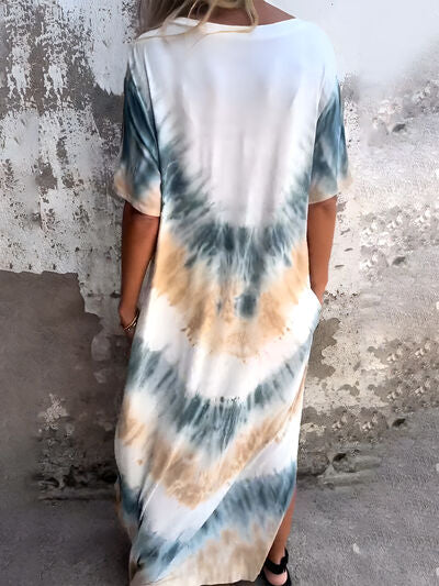 Robe courte à poches et manches courtes, tie-dye, taille standard