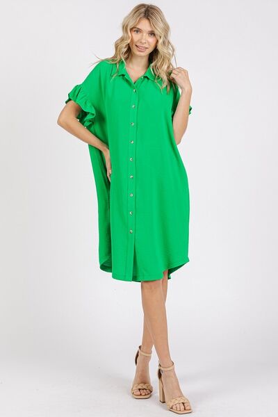 Mittoshop Hemdkleid mit Rüschenärmeln und Taschen