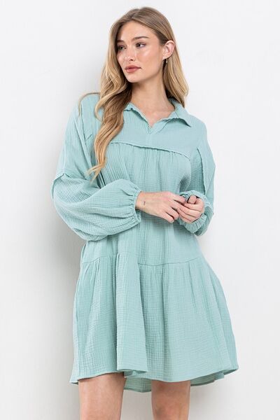 Mini robe Ces Femme Johnny Collar à manches ballon