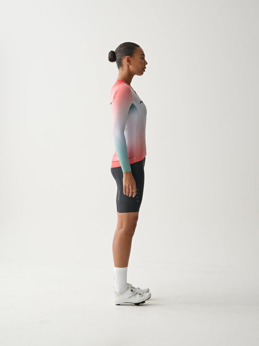 Women's Blurred Out Pro Hex LS Jersey - Flame Mix