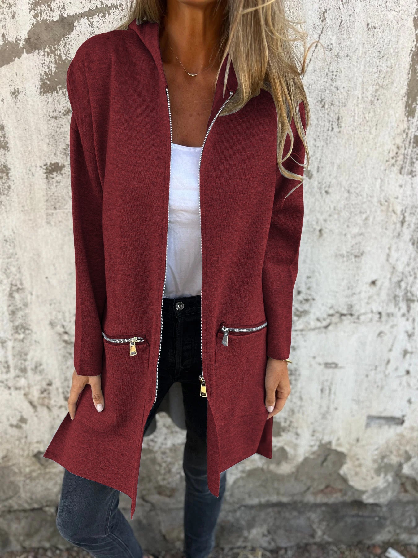LIQUIDATION 🔥 Veste à capuche à manches longues zippée