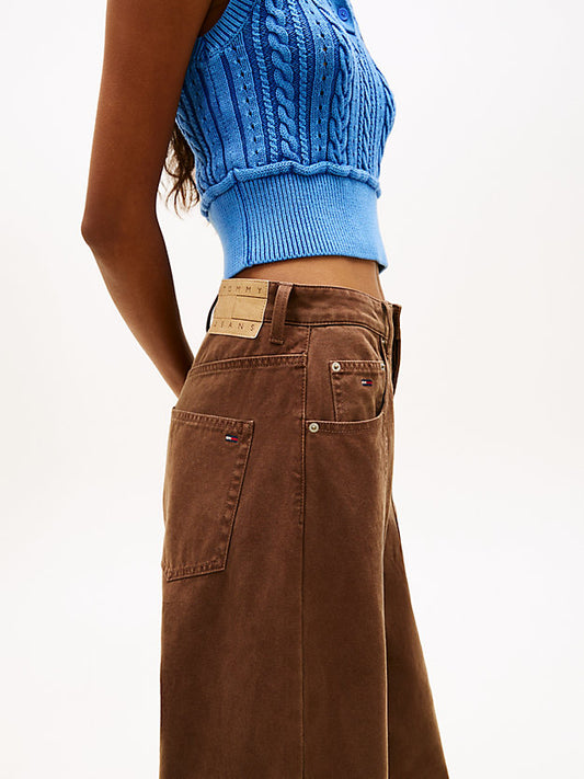 Washed Canvas Mid Rise Loose Jeans