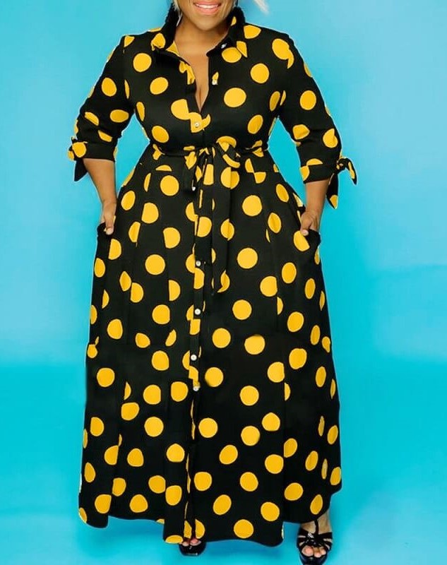 Elegantes, gepunktetes Maxikleid für Damen (2 kaufen, kostenloser Versand)