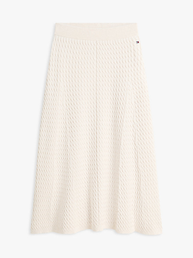 Cable Knit Relaxed A-Line Midi Skirt