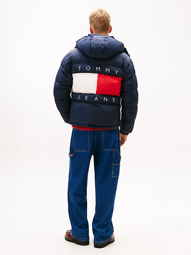 Back Logo Relaxed Hooded Puffer Jacket
