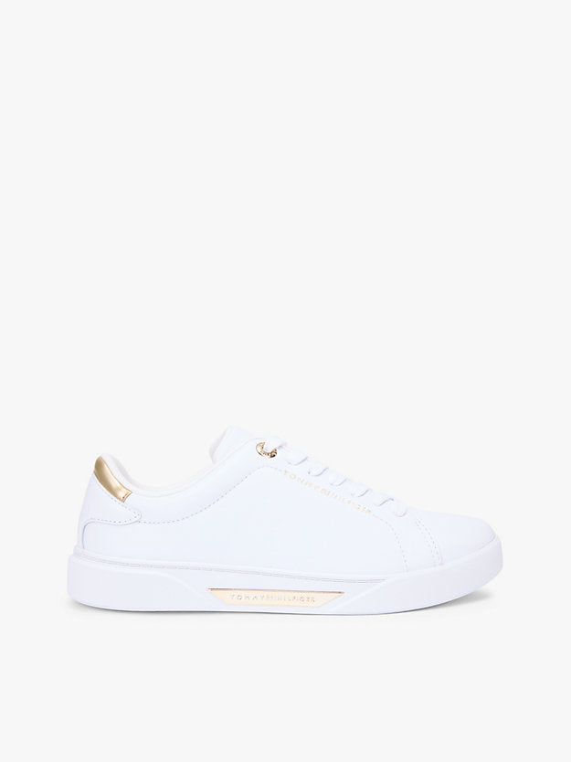 Leather Logo Plaque Court Trainers