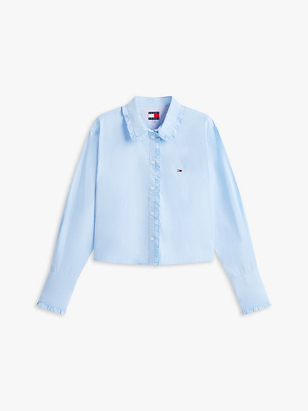 Relaxed Fit Ruffle Poplin Shirt