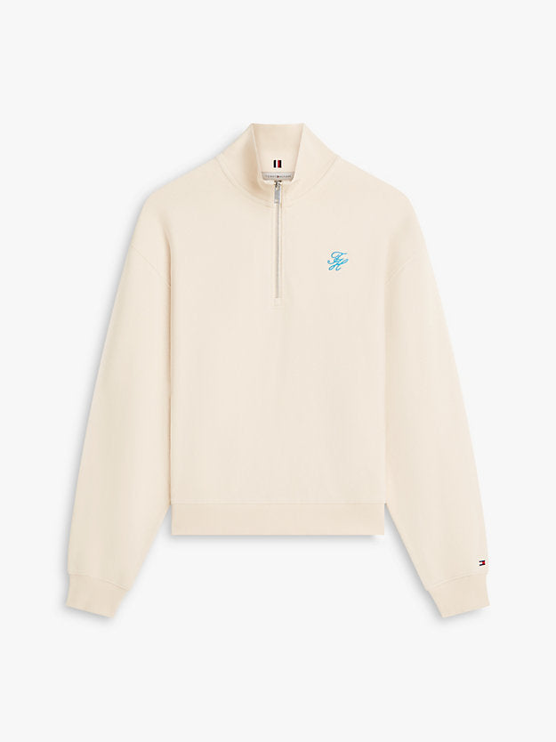 Logo Embroidery Terry Quarter-Zip Jumper
