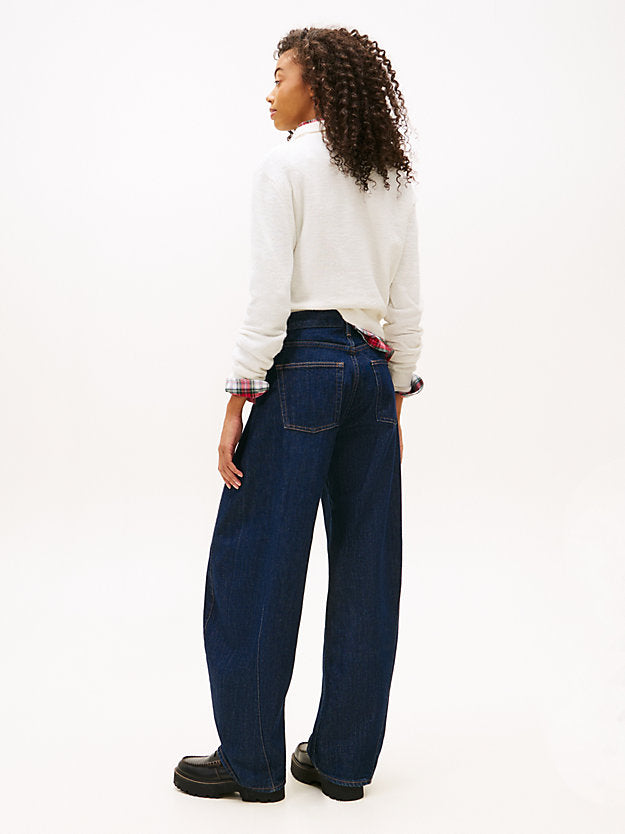 Mid Rise Twisted Tapered Barrel Leg Jeans