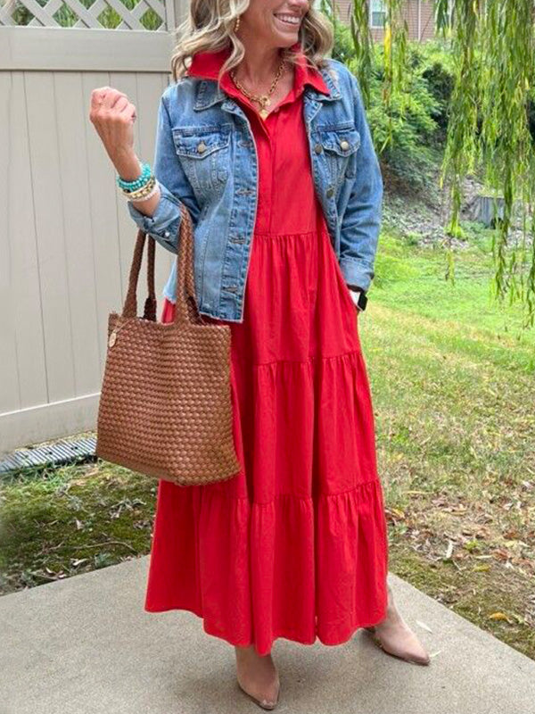 LIQUIDATION 🔥 Robe ample en coton et lin à revers - Sans taxe