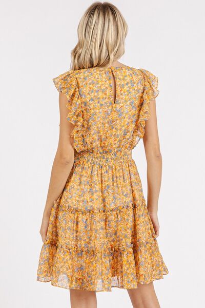 Mini-robe en mousseline de soie à volants et imprimé fleuri Mittoshop
