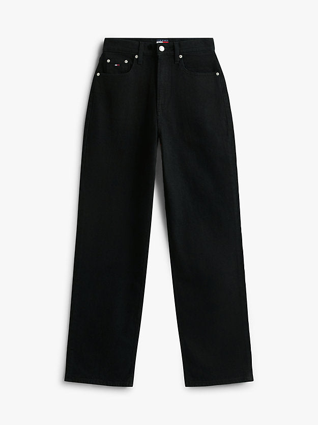 High Rise Slim Straight Leg Black Jeans