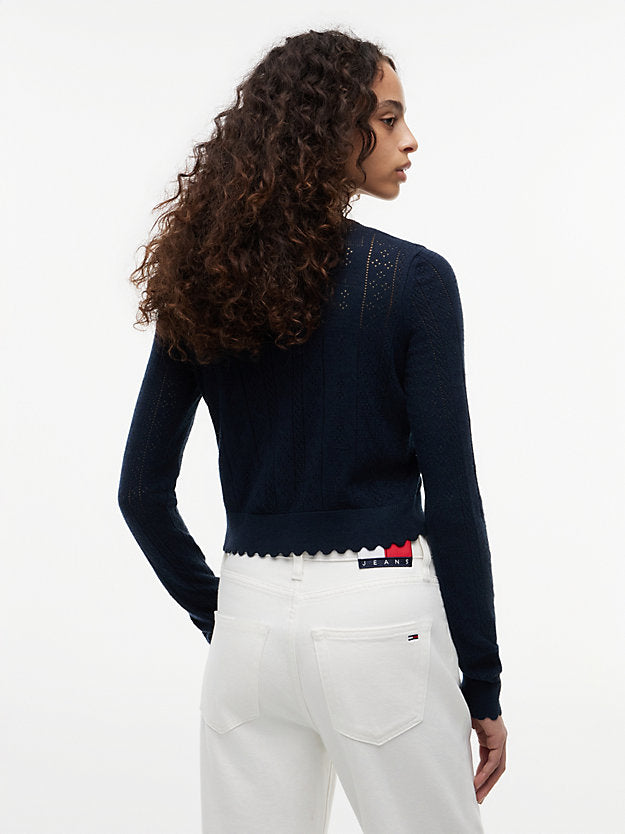 Slim Pointelle Flag Cardigan