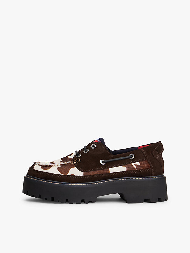 Archive Suede Cleat Cow Print Boat Shoes