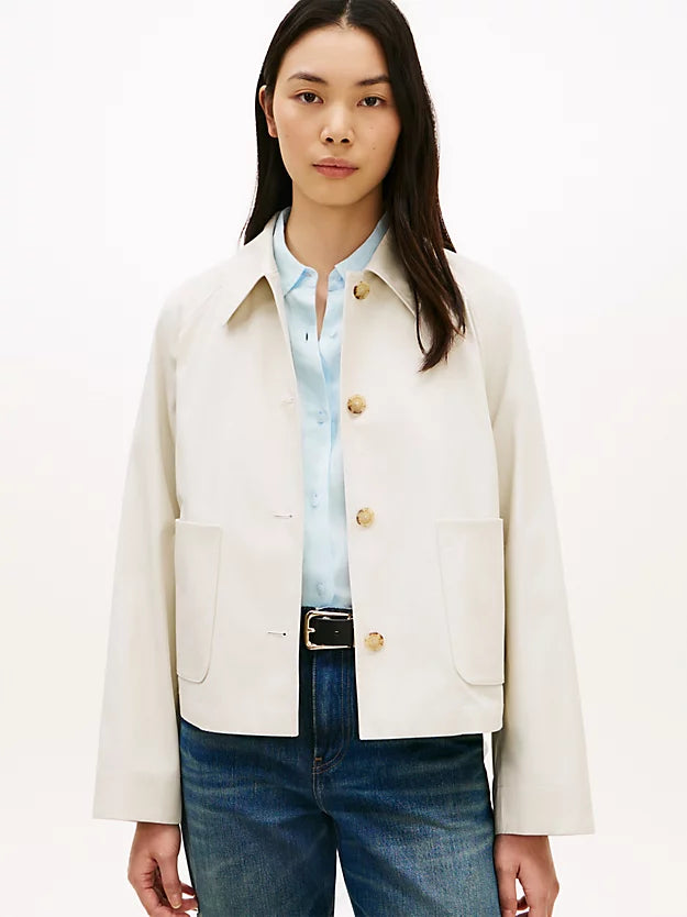 Water Repellent Collared Relaxed Short Jacket