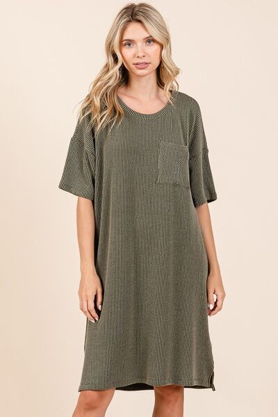 Robe t-shirt en maille côtelée urbaine Mittoshop à manches courtes