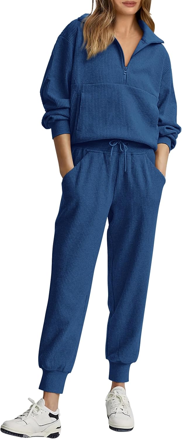 NOUVEAU 🔥 Ensemble décontracté deux pièces en coton pour femme : sweatshirt ample à cordon de serrage et pantalon de survêtement large