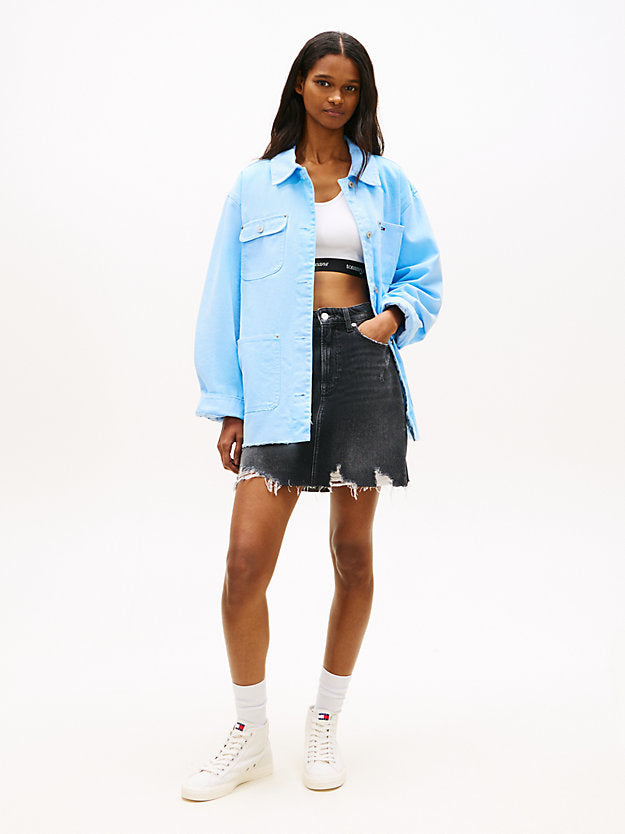 Ultra High Rise Mom Distressed Denim Mini Skirt