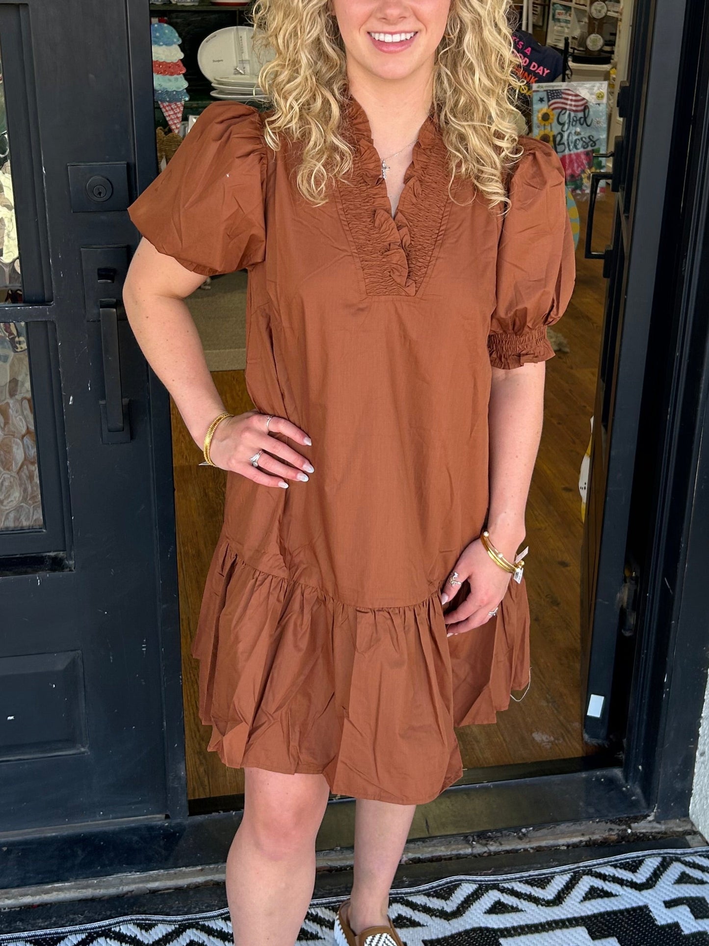 Mini-robe à volants et manches bouffantes pour femme (2 achetées, livraison offerte)