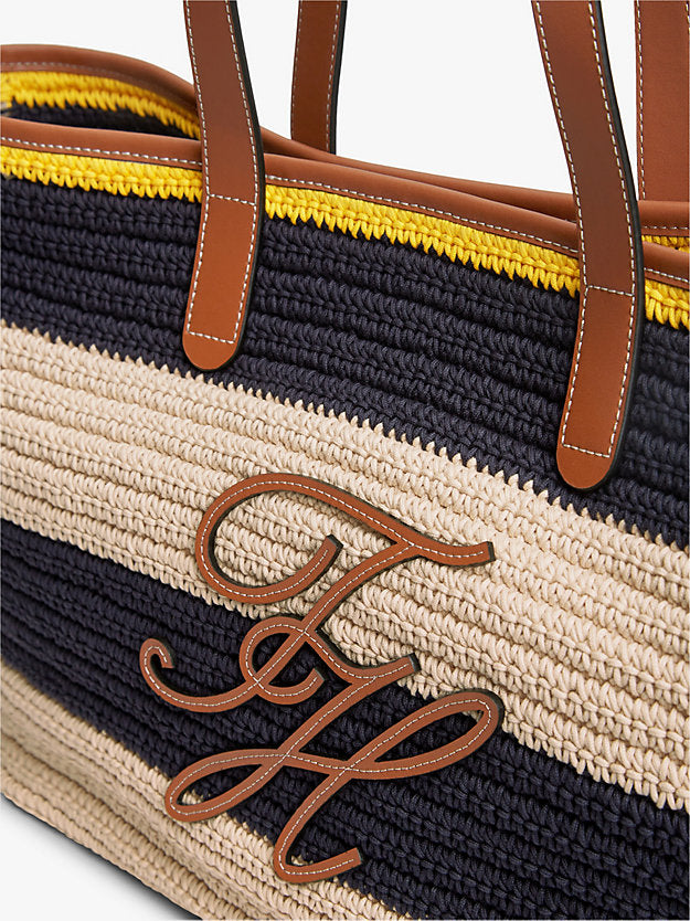 Woven Stripe Logo Appliqué Tote Bag