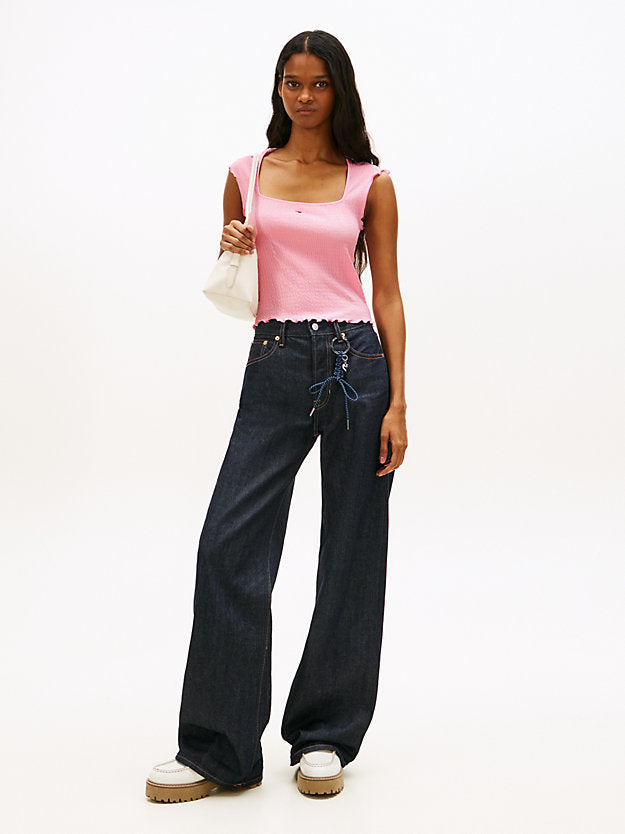 Smock Slim Seersucker Square Neck Top