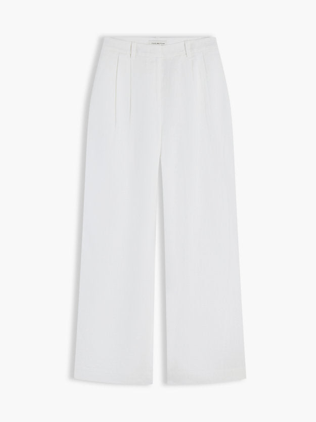 Linen Blend Tailored Wide Leg Trousers