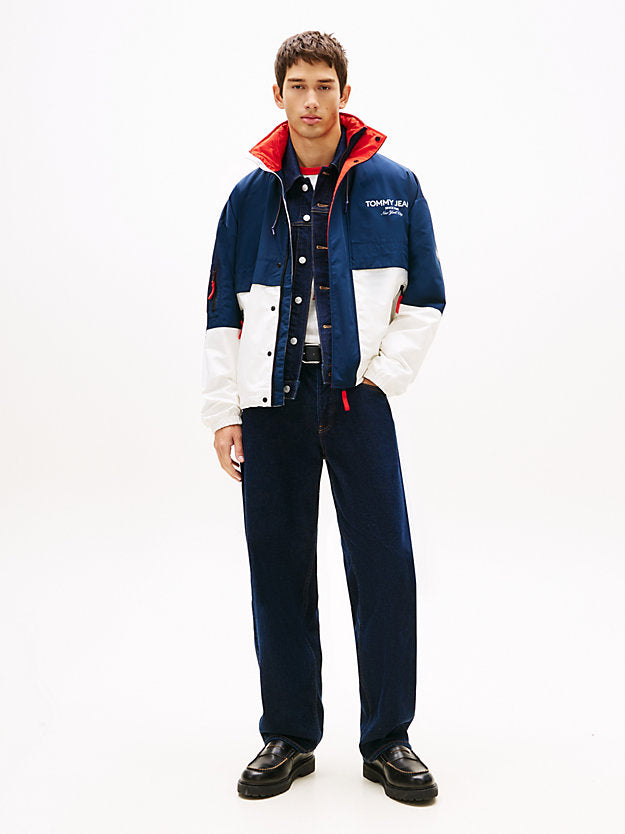 Water Repellent Colour-Blocked Oversized Windbreaker