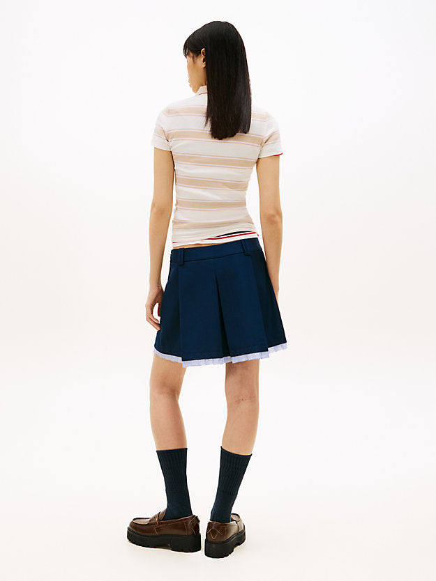 Tonal Logo Appliqué Pleated Mini Skirt