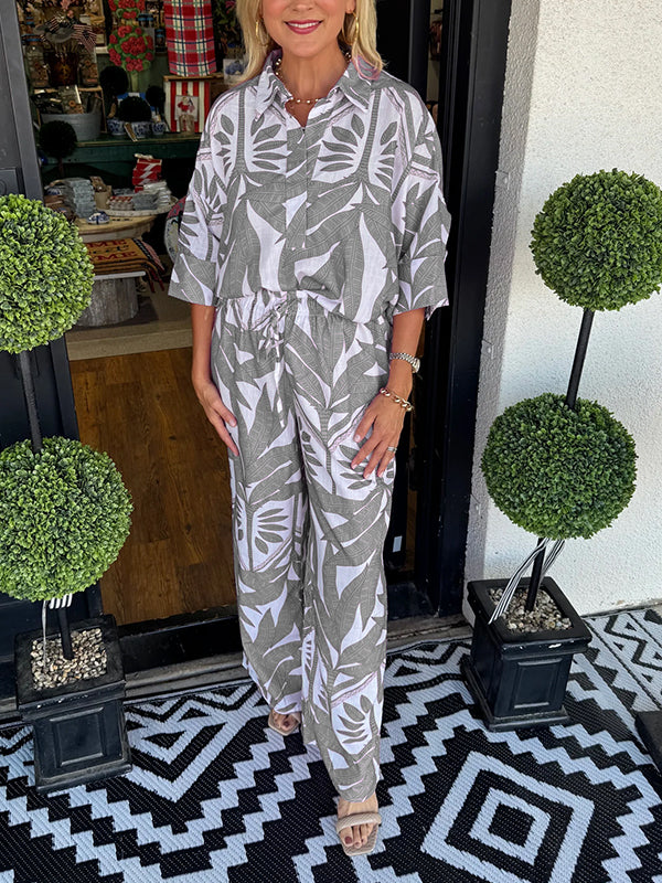 Nouveau🔥Ensemble deux pièces décontracté ample à fleurs pour femme