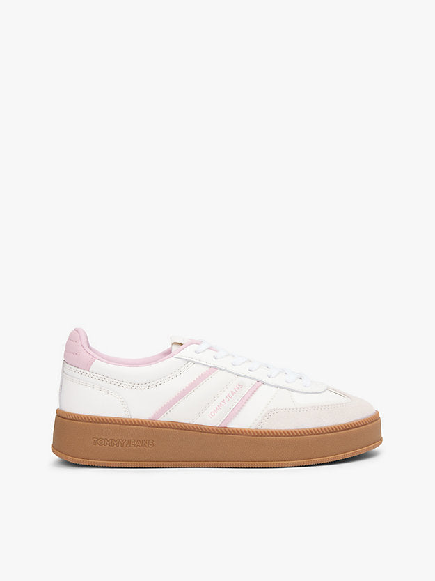 The Greenwich Leather Mixed Texture Platform Trainers