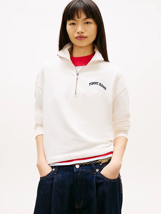 Logo Embroidery Relaxed Quarter-Zip Sweatshirt