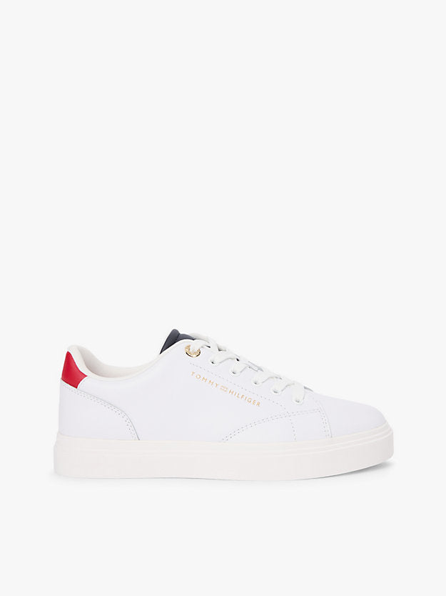 Leather Metallic Logo Cupsole Trainers