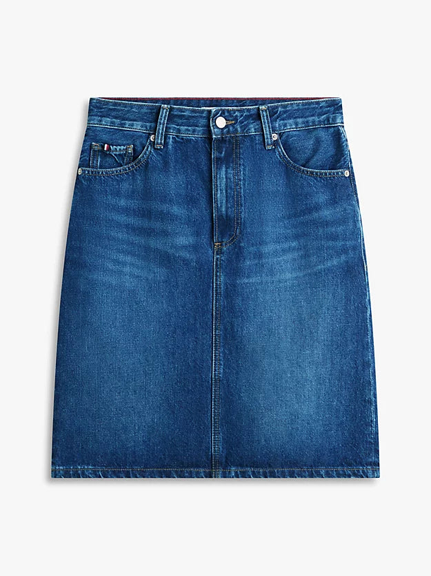 Mid Rise Straight Denim Pencil Skirt