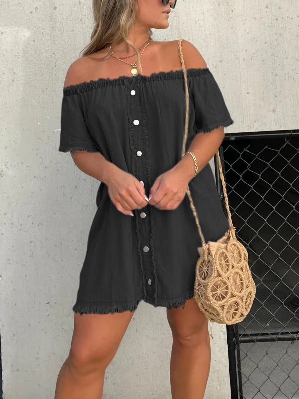 Robe en jean décontractée à manches courtes (2 achetées, livraison gratuite)