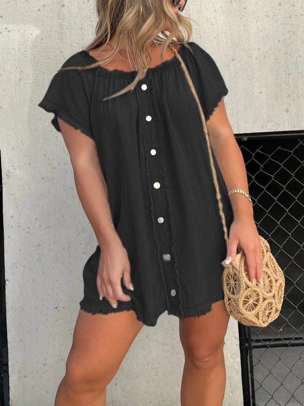 Robe en jean décontractée à manches courtes (2 achetées, livraison gratuite)