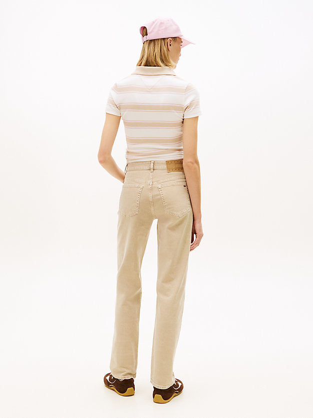 Washed Mid Rise Slim Straight Leg Jeans