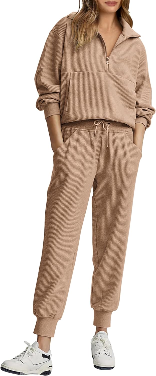 NOUVEAU 🔥 Ensemble décontracté deux pièces en coton pour femme : sweatshirt ample à cordon de serrage et pantalon de survêtement large