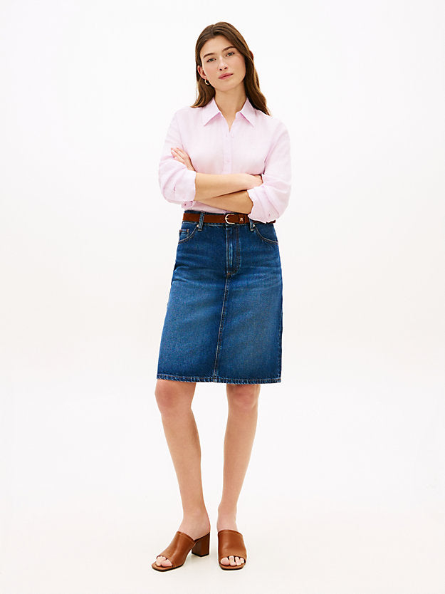 Mid Rise Straight Denim Pencil Skirt