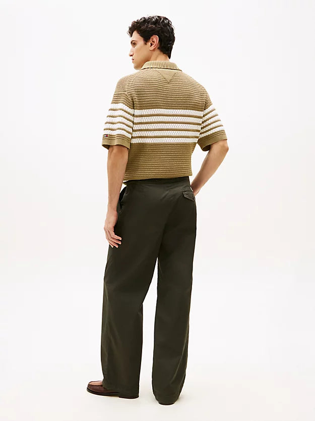 Lightweight Paper Touch Pleated Loose Trousers