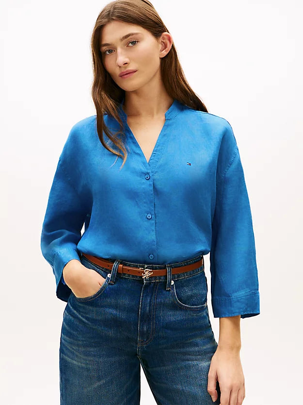 Relaxed Fit Pure Linen Half Sleeve Shirt