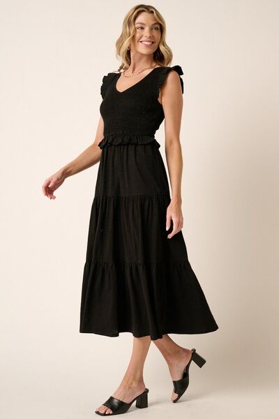 Robe midi étagée smockée et volantée Mittoshop
