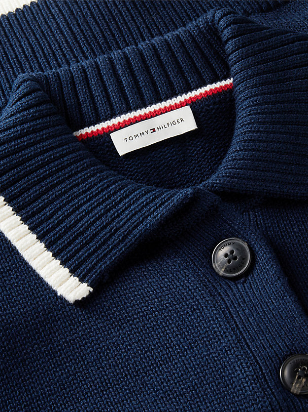 Back Logo Embroidery Relaxed Polo Cardigan