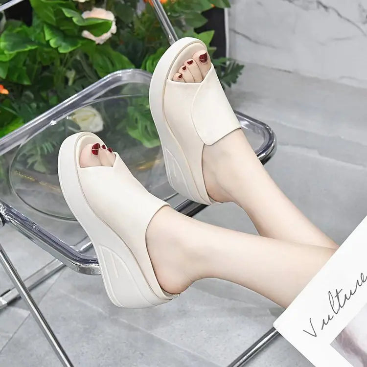 Chaussons à plateforme souples en cuir italien LetcloTM pour femme