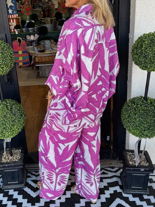 Nouveau🔥Ensemble deux pièces décontracté ample à fleurs pour femme