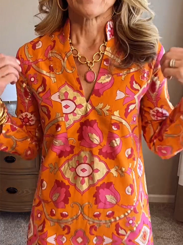 Nouvelle robe décolletée en V avec imprimé floral de printemps🔥