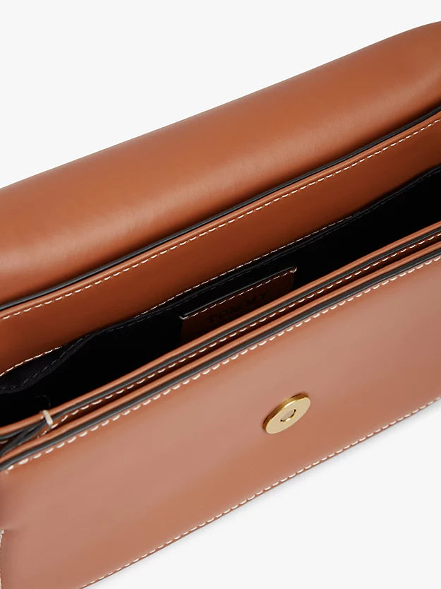 Leather Flap Logo Plaque Crossbody Bag