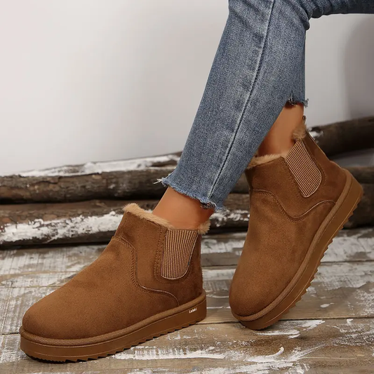 🔥 Commandez aujourd'hui et recevez 49 % de réduction - Bottes d'hiver courtes, fourrées, confortables, à enfiler, avec bout rond