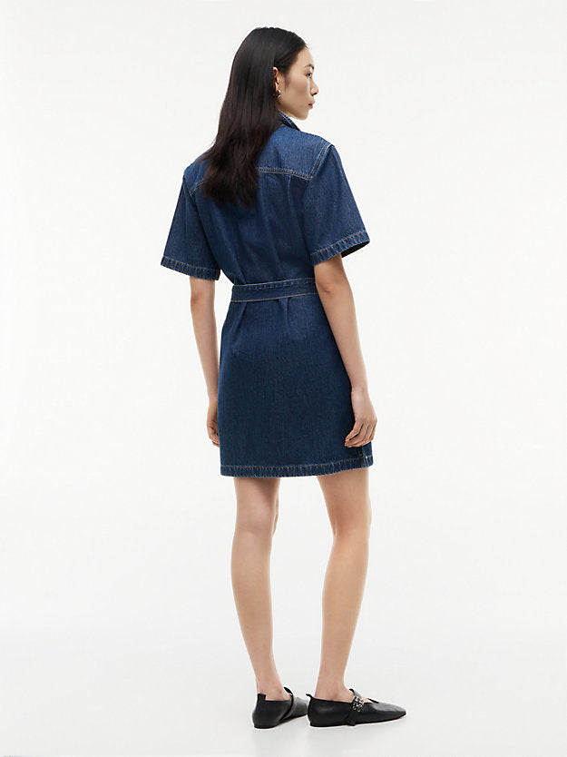 Denim Utility Short Sleeve Shirt Dress